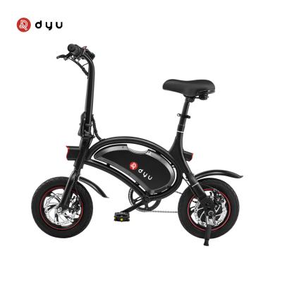 China New Design Metal US Warehouse Smart Electric Dirt City Bike DYU D2F 12inch 6AH Wholesale Black White Used 12 Inch Electric Bicycle for sale