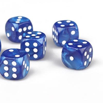 China Engraved Logo 25mm Blue 6 Sided Shiny Crystal Engraved Acrylic Dice With Dots for sale