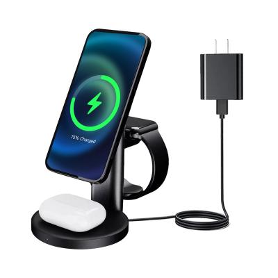 China Modern Hot Style Smart Watch 3 in 1 Electric Wireless Charger Magsafing Fast Wireless Charging Stand For iPhone Mobile for sale