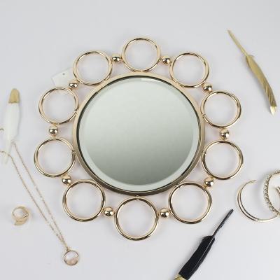 China Art Decor Factory Supply Direct Round Metal Circle Wall Decorative Mirror Gold Mirror for Bedroom for sale