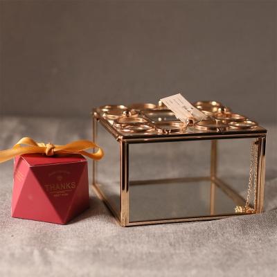 China Fashionable Luxury Luxury Glass Jewelry Storage Gold Ring Necklace Logo Box Custom Metal Mirror Boxes For Jewelry for sale