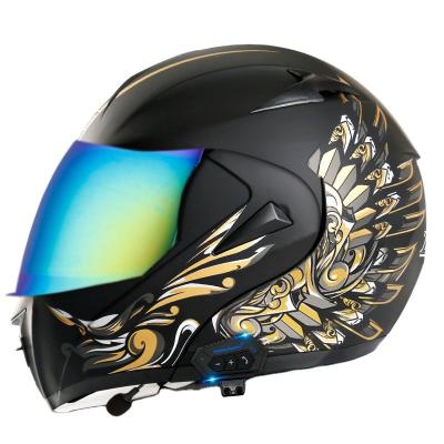 China Safety Motorbike Accessories Helemt Electric Motorcycle Tooth Helmet Throw-in Double Lens Parkour Helmet Carbon Fiber Blue Pattern for sale