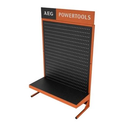 China Tools Floor Standing Showroom 170cm Height Metal Hardware Perforated Tool Display Rack for sale