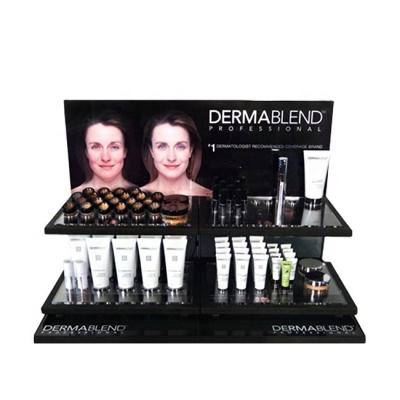 China Countertop Black Cosmetic Factory Countertop Acrylic Cosmetic Display Rack Shelf For Retail Store for sale