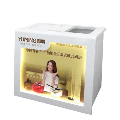 China Retail Home Appliances Store 95cm Material Height Wooden Promotion Table Display For Home Appliances for sale