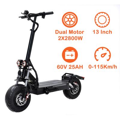 China OEM Factory Power 60v 25Ah Strong Motor 2800w Unisex 13 Inch Dual Motor Powerful Folding Electric Scooter for sale