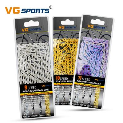 China Ultralight Hollow Chain VG Sports Ultralight 8 9 10 11 Speed ​​Bicycle Chain Bike Full Hollow 116L Gold Mountain MTB Road Bike Chains Hollow Silver Chains for sale