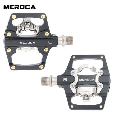 China CNC Machined MEROCA Pedal Mountain Bike Aluminum Alloy Self-Locking Flat Pedals With Cleats + Supporting Iamok Bicycle Parts for sale