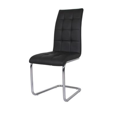 China Dining Chair Hot Sale Black Leather U Shape Chromed Dining Chair for sale