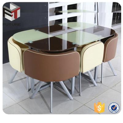 China DINING TABLE Tempered Glass High End Dining Table And Chairs For Dining Room for sale