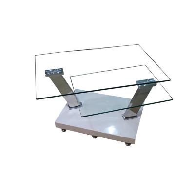 China New modern coffee table clear tempered glass with rotating coffee table for sale