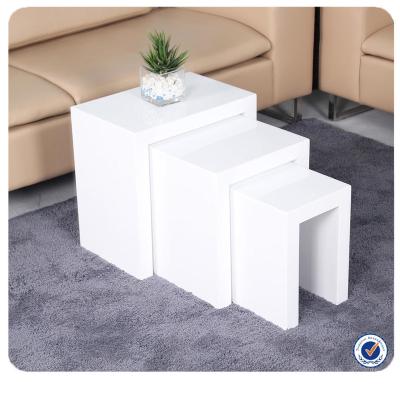 China 2015 hot sale high gloss white PANEL nesting coffee table, side table, tea table for sale