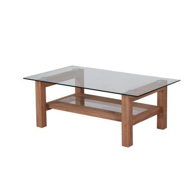 China Coffee table design classic top tempered glass bottoms wooden coffee table for sale