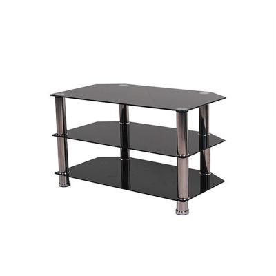 China TV Stand Modern Design Single Tempered Glass Black TV Stand for sale