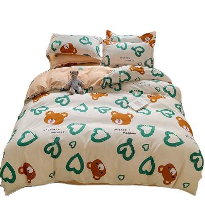 China 2022 New Design Microfiber Polyester Nondisposable Colorful Cartoon Print Duvet Cover Flat Sheet Bedding Set for sale