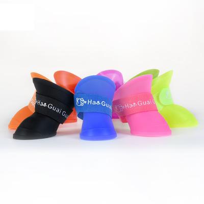 China Viable Wholesale Viable Anti-skid Outdoor Waterproof Silicone Soft Amazon Rain Boot Dog Dog Shoes Rubber Dog Shoes for sale