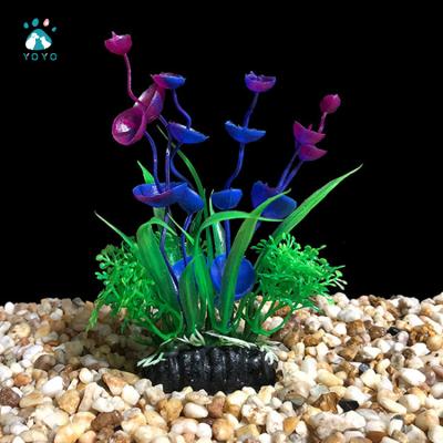 China Viable Wholesale Price Aquarium Landscaping Aquarium Artificial Flowers Plastic Aquatic Plants Decoration for sale