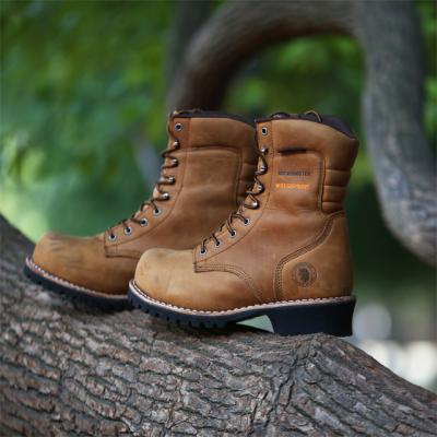 China Lineman Work Boots Men's Ankle Boots Compound Toe Custom Work Safety Boots Lightweight Genuine Leather Men's Shoes for sale