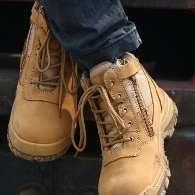 China ROCKROOSTER Steel Toe Work Safety Boots Men Working Construction Safety Leather Shoes Zippered Work Boots For Men for sale