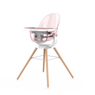 China Safety multifunctional new design sitting solid wood popular baby beech feeding highchair with wooden adjustable tray furniture for sale