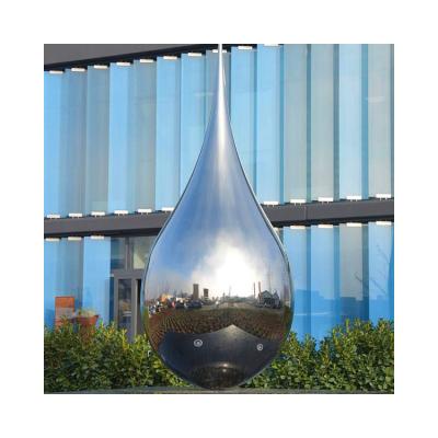 China Europe Metal Outdoor Decorative Craft Large Abstract Mirror Polished Drop Shape Stainless Steel Sculpture for sale