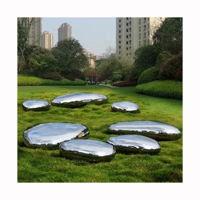 China Wholesale Custom Outdoor Garden Stainless Steel Rock Ellipse Geometric Polished Stone Sculpture From Europe for sale