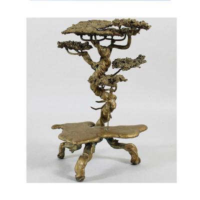 China Europe Hand Carved Art Design Metal Crafts Large Bronze Tree Sculpture and Lounge Chair for sale