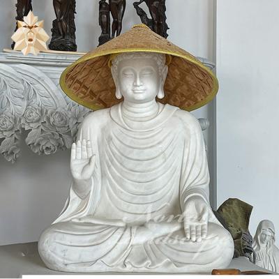 China Modern Home Decor Garden Carved White Marble Sculpture Gautama Lord Meditating Buddha Bali Stone Zen Statues For Sale for sale