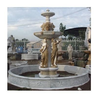 China Factory direct sale modern large lady statues stone carving outdoor marble water fountain for decoration for sale