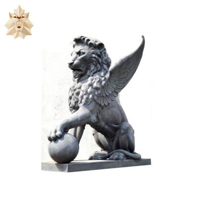 China Modern Stone Garden Decoration Animal Sculpture Hand Carved Outdoor Stone Wings Lion Statue For Sale NTBM-L374A for sale