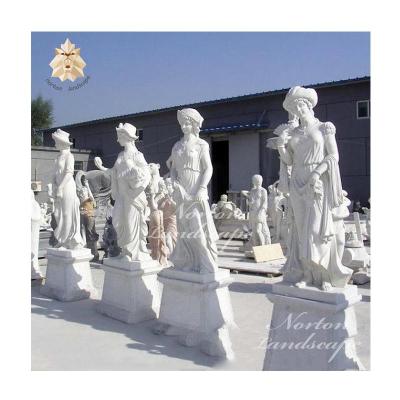 China Life Size White Marble Statues NTMS0943A Modern Outdoor Natural Stone Sculpture Garden Decor Garden Decor Four Seasons Woman Statues for sale