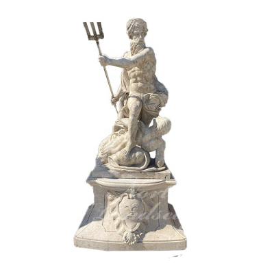 China Modern Custom Life Size Antique Poseidon Sculptures Of Stone Marble Ancient Greek Gods Statues For Sale for sale