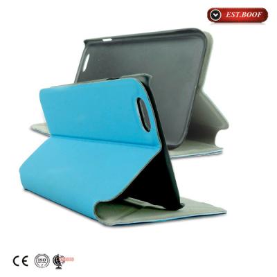 China Kickstand Protable Pu Leather Cell Phone Case Covers Blue Custom For Iphone for sale