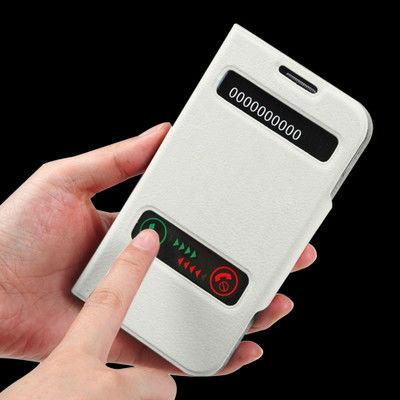 China Samsung Galaxy s4 Pu Leather Wallet Cell Phone Cases  With Induction Windows for sale