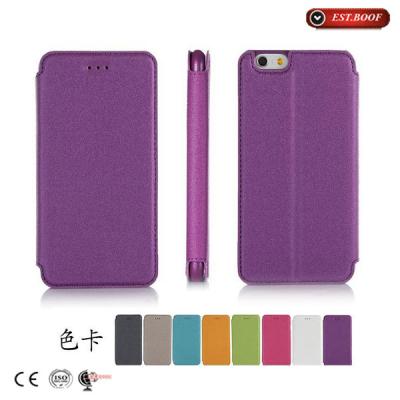 China Iphone 6 Flip PU Leather Cell Phone Cases Waterproof sleeve , Purple for sale