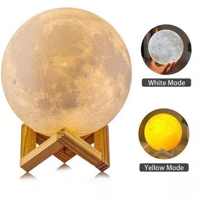 China Modern Touch Table Desk Lamp Changing Lights Personalized 3 Color 10CM 3D Printing Moon Light Gift For Daughter Son Graduation Gift for sale