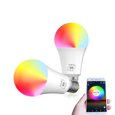 China Hotel Smart WiFi RGB Dimmable A60 LED Bulb 60W Equivalent Work With Alexa Google Home 9W 800 Lumen 2 Pack No Hub Required for sale