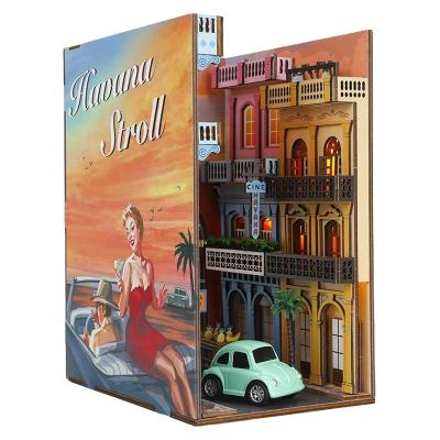 China DIY TOY Book Nook Havana Stroll Christmas Gift Dollhouse Kit Bookshelf Insert Alley Street for sale