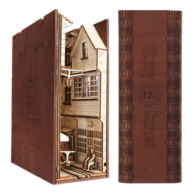 China Toy Wholesale DIY Gift Exchange Gift Ideas Ribbon Creative City Dollhouse Furniture Electronic Wooden Shelf Insert Bookends for sale