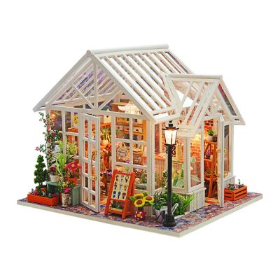 China DIY TOY New Product Doll House Miniature Practical Capacity Small Exercise Wooden Creative Dollhouse Florist Toys DIY Sosa for sale