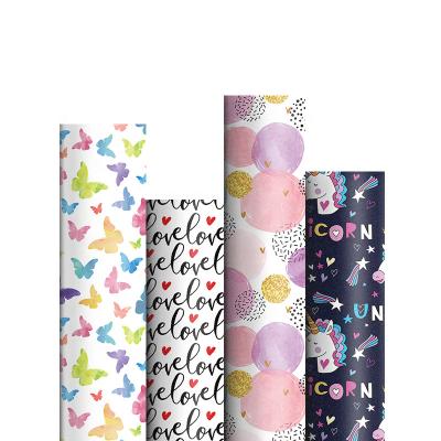 China Custom Printed Pattern Handmade Series Butterfly Unicorn Gift Wrapping Paper Sheet Excellent For Gift Wrap for sale