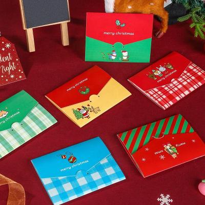 China Cute China Instagram Christmas Card Cartoon Folding Holiday Greeting Thank You Gift Message Envelope Stationery Three Times Card for sale