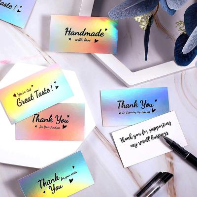 China China 50Pcs/Set Delicate Colorful Thank You Gift Packing Business Cards Rainbow Laser Greeting Card High Quality Message Cards for sale