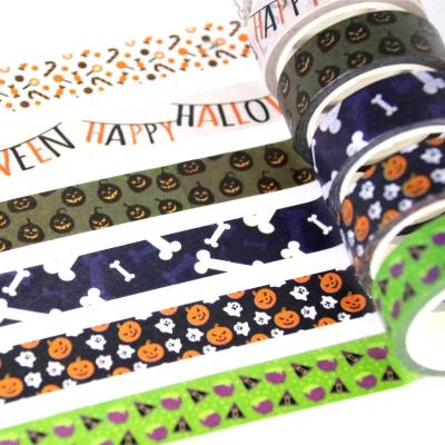 China Halloween Waterproof Washi Tape Maker And Custom Stickers Ledger Small Candy Pumpkin Tape Printing Sticky Decorative Washi Tape for sale