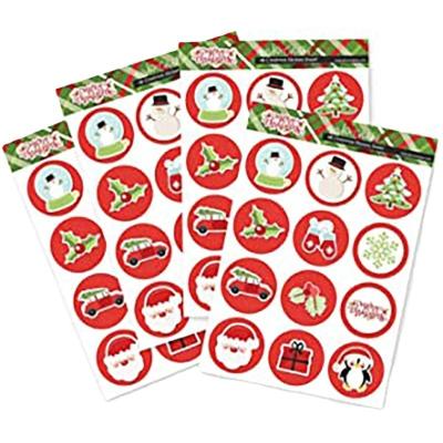 China Recycled Materials Sticker Sheets - Merry Christmas - 48 Round Stickers - Kraft Paper Gift Card Scrapbook for sale