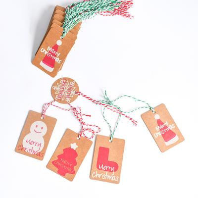 China High Quality Recyled Gift Accessories Custom Printed Christmas Gift Paper Tag With Cotton String for sale