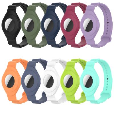 China Soft Rubber Silicone Watch Bands Strap Case For AirTags Strap Anti-scratch Cover Device Accessories For Apple AirTag for sale