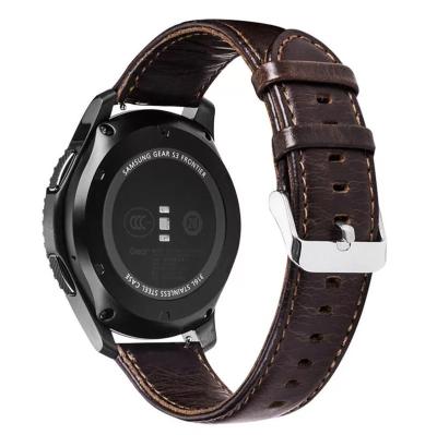 China Retro 20mm 22mm Crazy Horse Replacement Sports Exquisite Spicy Look Genuine Leather Band For Samsung Gear S2 S3 Watchband for sale