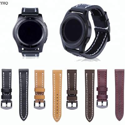 China Wholesale High Quality Leather Watch Band Strap, For Samsung Gear S3 Strap Leather Band 22MM for sale