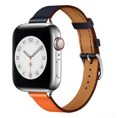 China Slim Leather Strap Watch Band Simple Tour Leather Band Strap For iWatch Band 38mm 40mm 42mm 44mm Genuine Leather Adapter For Apple Watch 6 for sale